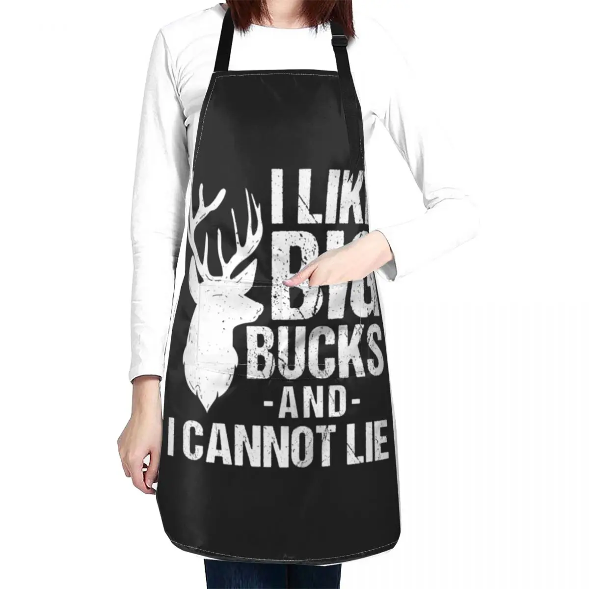 I Like Big Bucks Funny Deer Elk Hunting Hunters Gift Apron Cute Kitchen For Kitchen Women Apron