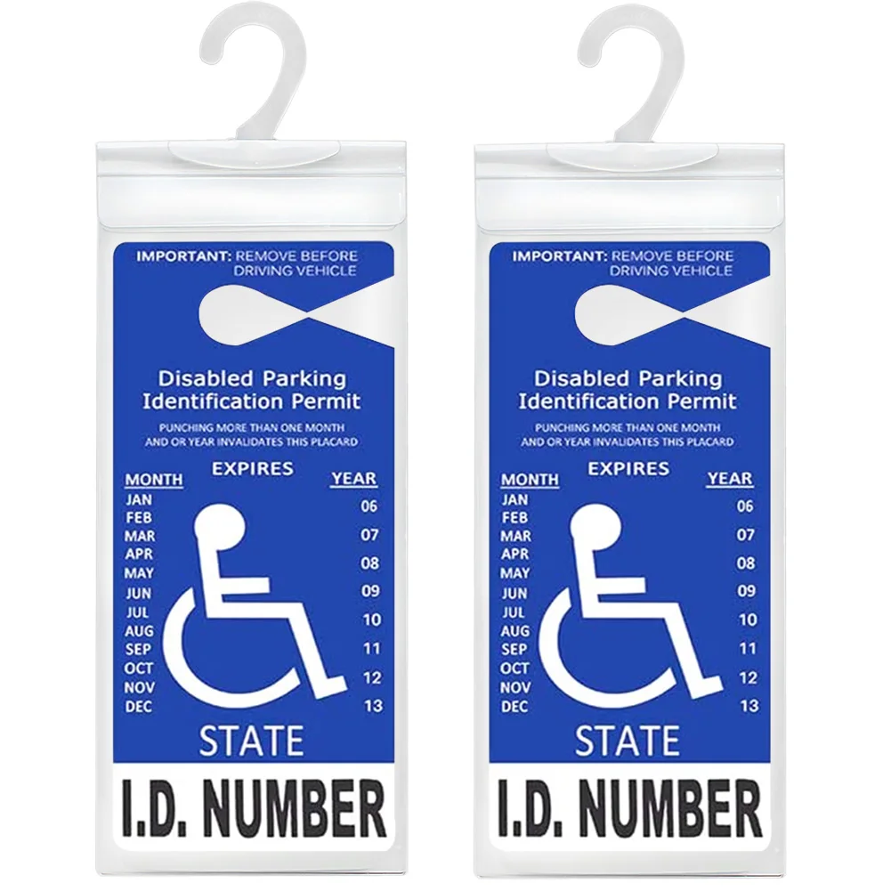 LotFancy Porte-placard pour handicapés - 10,6" x 5", manchon de suspension de protection pour permis de stationnement handicapé ultra transparent - Paquet de 2
