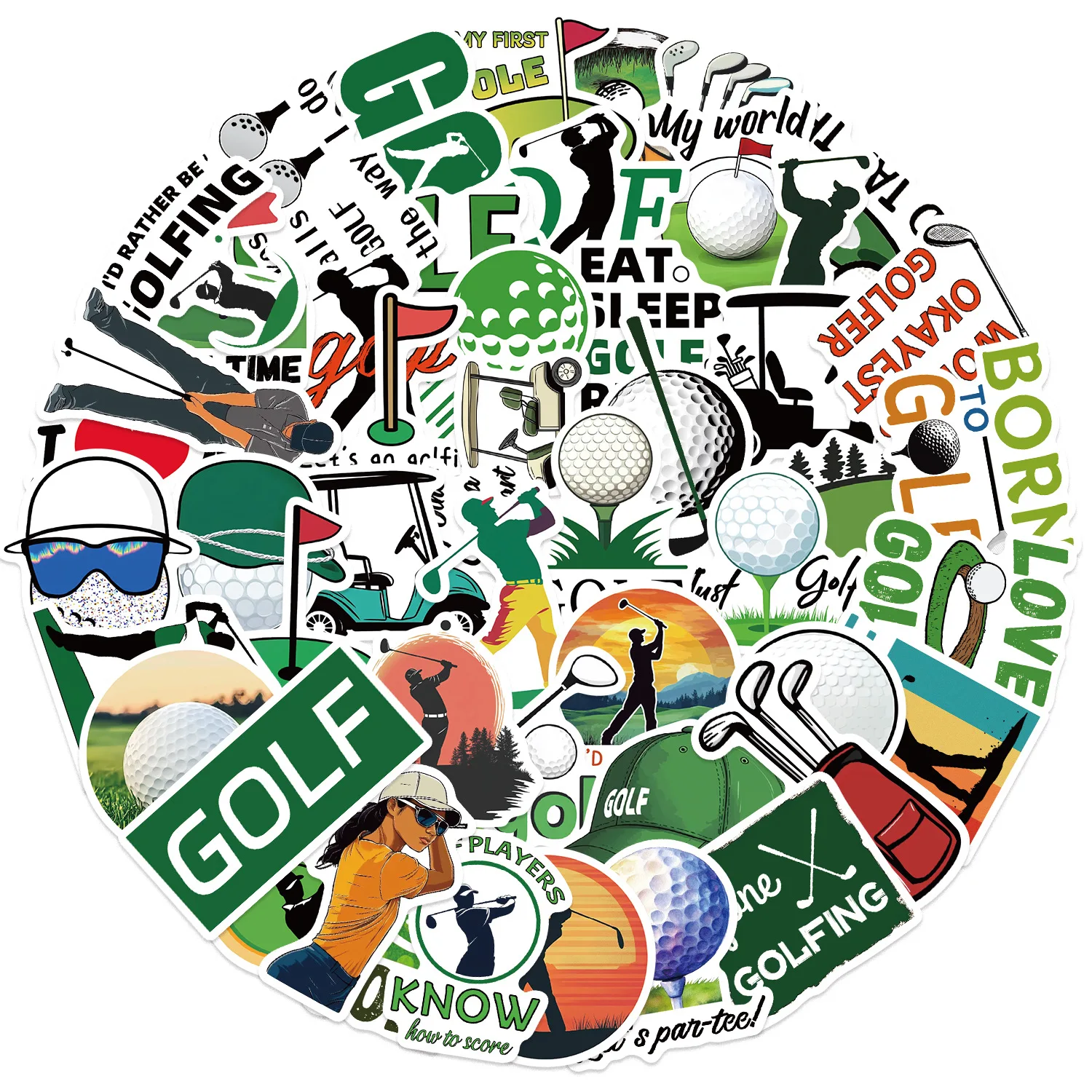 50PCS Cartoon Golf Graffiti Aufkleber Dekor Gitarre Notebook Gepäck DIY Wasserdichte Aufkleber