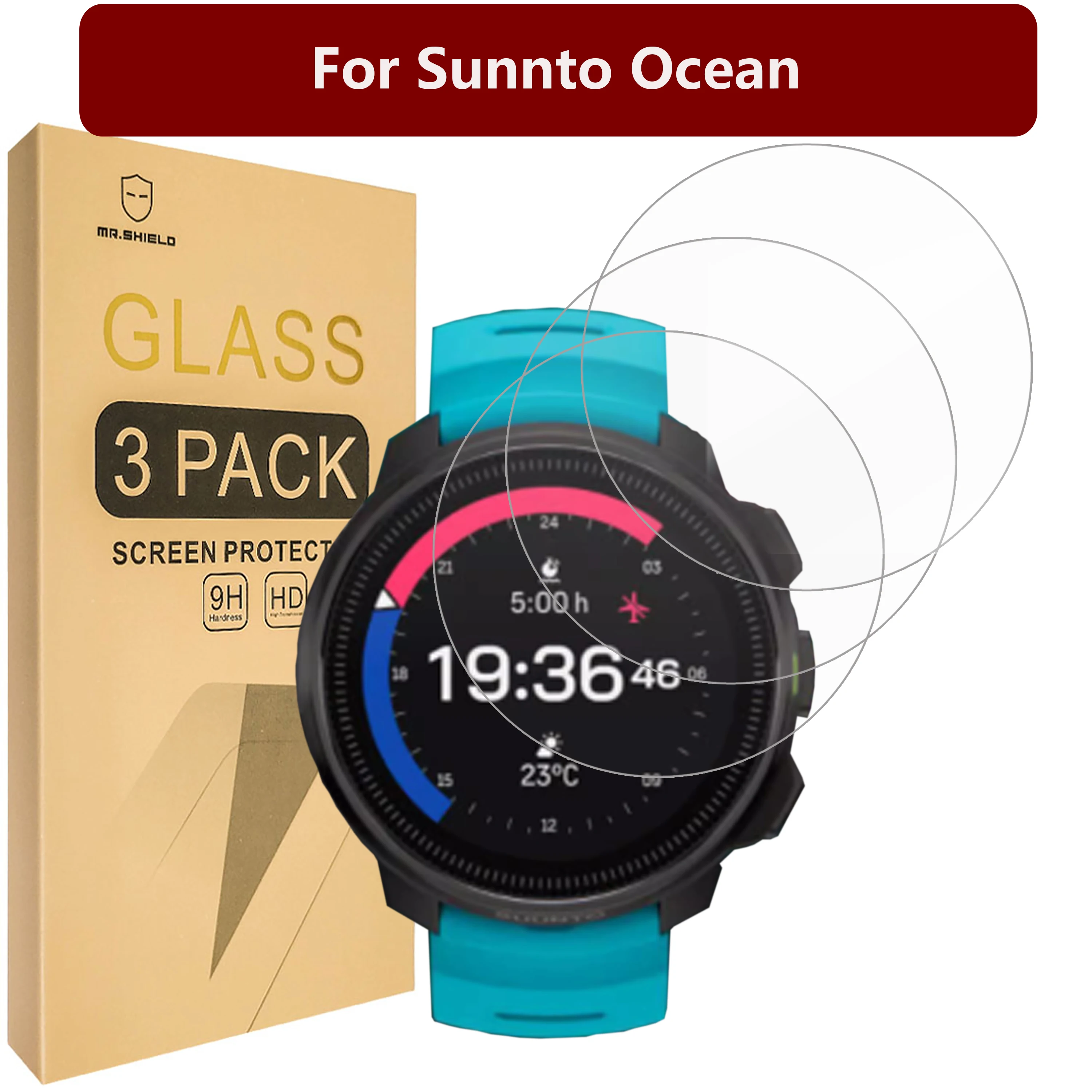 Mr.Shield Screen Protector compatible with Suunto Ocean [Tempered Glass] [3-Pack] [Japan Glass with 9H Hardness]