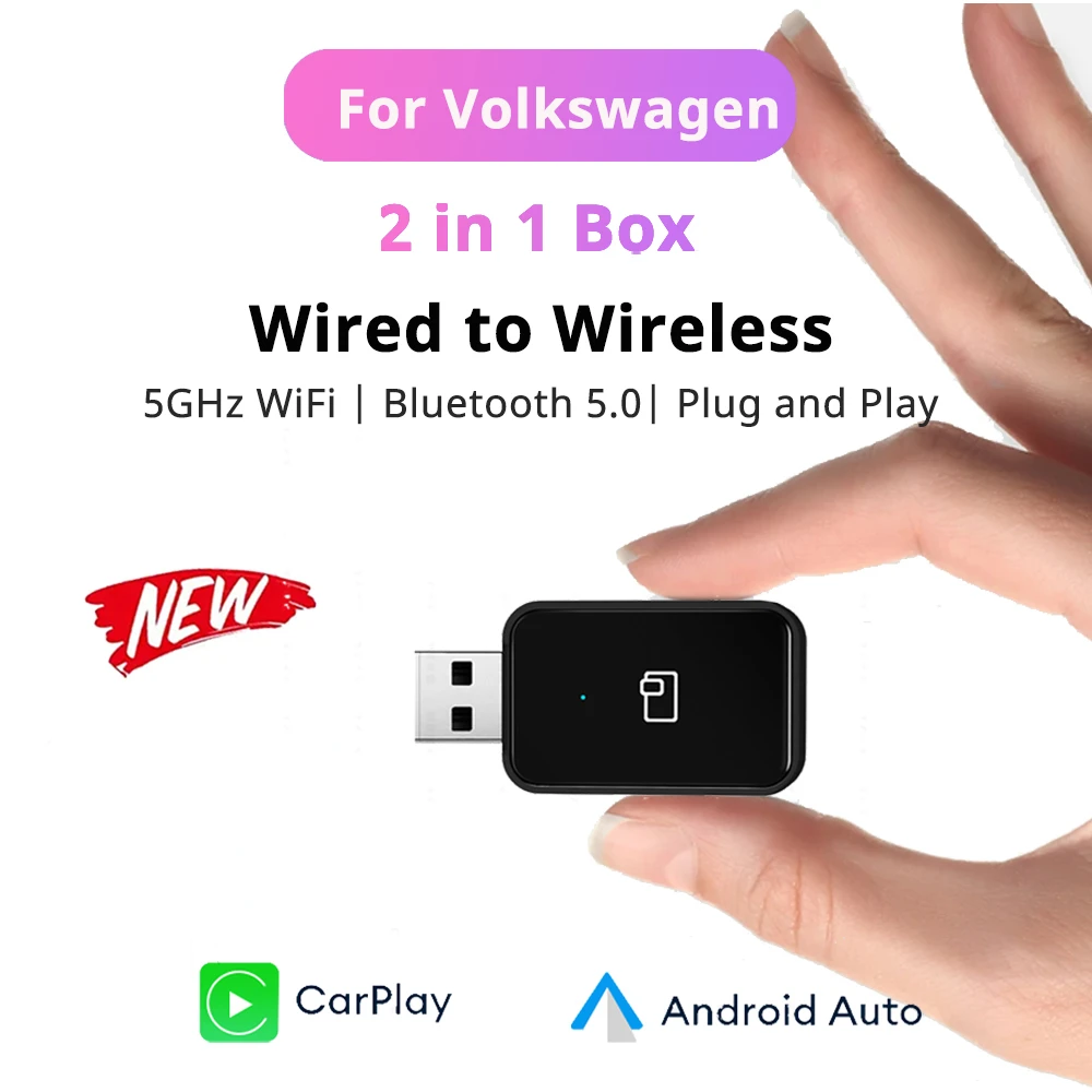 2024 New Mini Wireless CarPlay Android Auto Wireless Adapter Smart  For Volkswagen Tiguan Jetta ID.4 ID.5 Golf Atlas Taos Arteon