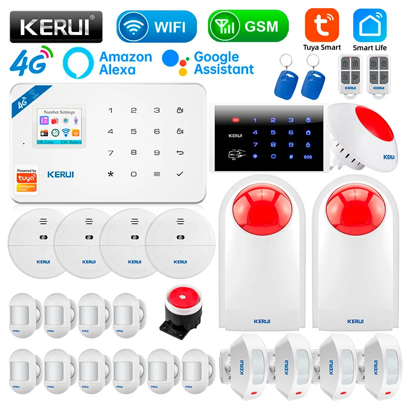 

KERUI W184 4G/WIFI система сигнализации комплект беспроводного управления Tuya Security домашняя GSM сигнализация панель умный дом устройства датчик окна/двери