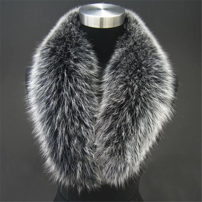 

Winter Real Fox Fur Collar Woman Furry Natural Raccoon Fur Scarf Shawls Luxury Neck Warmer Wraps For Coat Fur Scarves Large Size