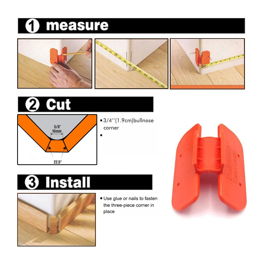 Woodworking Square Bullnose Trim Gauge Corner Marking Tool Home Layout Portable Scriber Measuring Tool