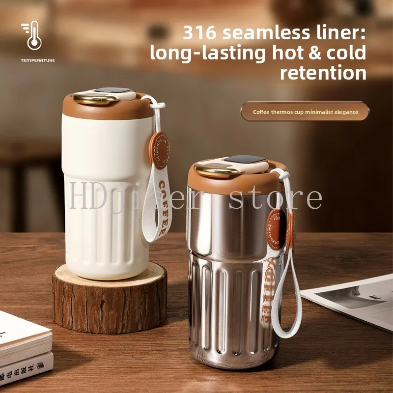 

High-end and portable! 316 stainless steel smart thermos cup, which can be transformed into an excellent coffee cup and supports