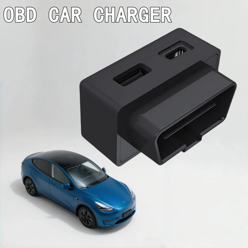 

2 in 1 Car Adapter Phone PD Fast & QC 3.0 Charging USB and Type-C Dual Port Hidden OBD For Tesla Model 3 Y X S Accessories