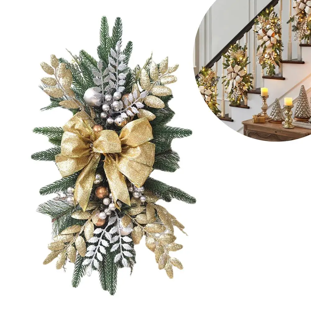 

Рождественская дверная занавеска, подвеска для лестницы, подвесной декор, реалистичный венок на Рождество, домашний декор для праздника, стены, двери, лестницы I5Q2