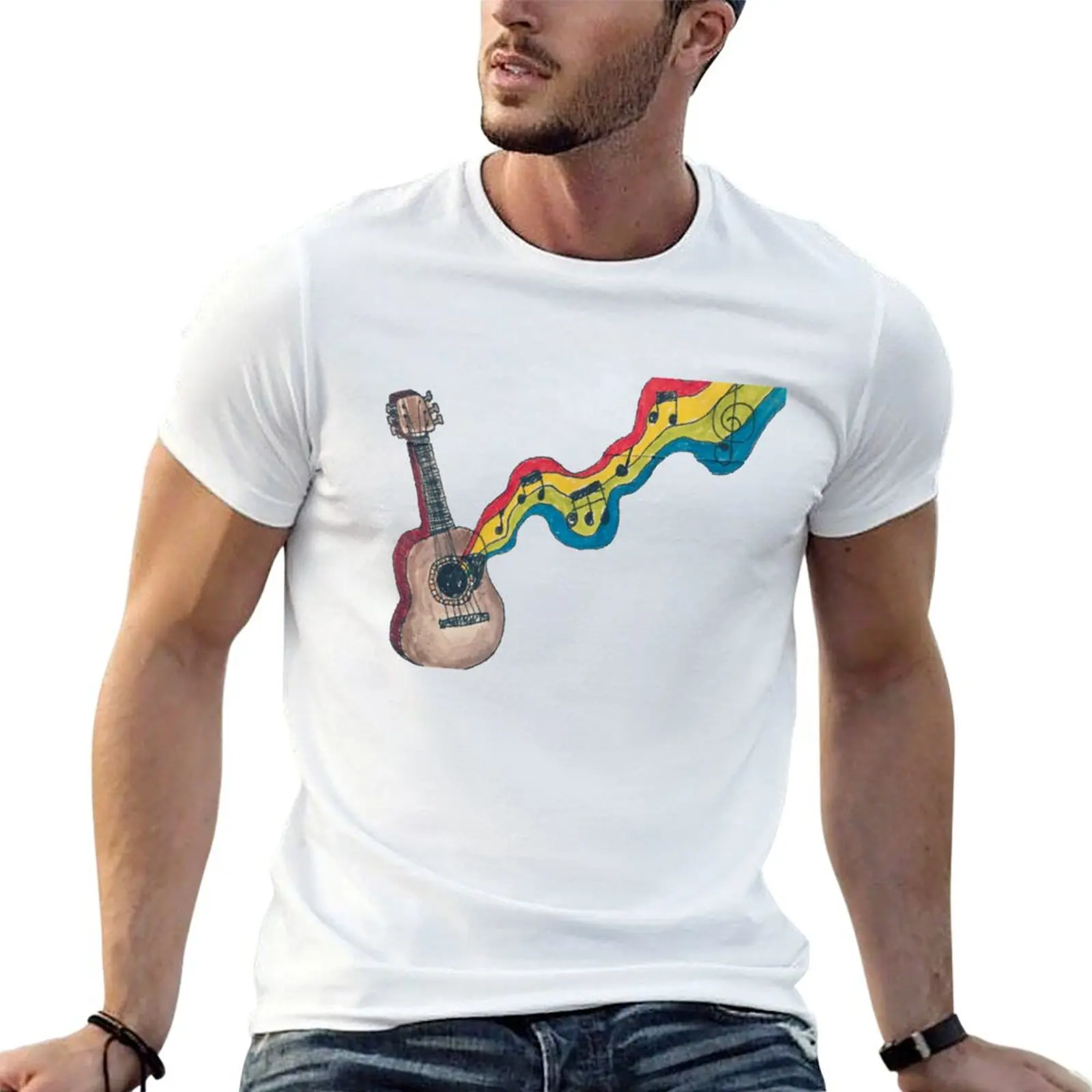 Music Flow (w/o square border) T-Shirt Work Casual Loose Fit T-Shirt