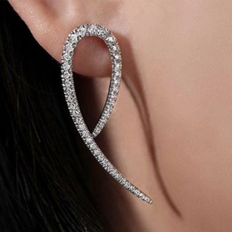 Huitan Fashion Versatile Women's Long Stud Earrings Simple Elegant Bridal Wedding Earrings Good Quality 2022 Jewelry Drop Ship