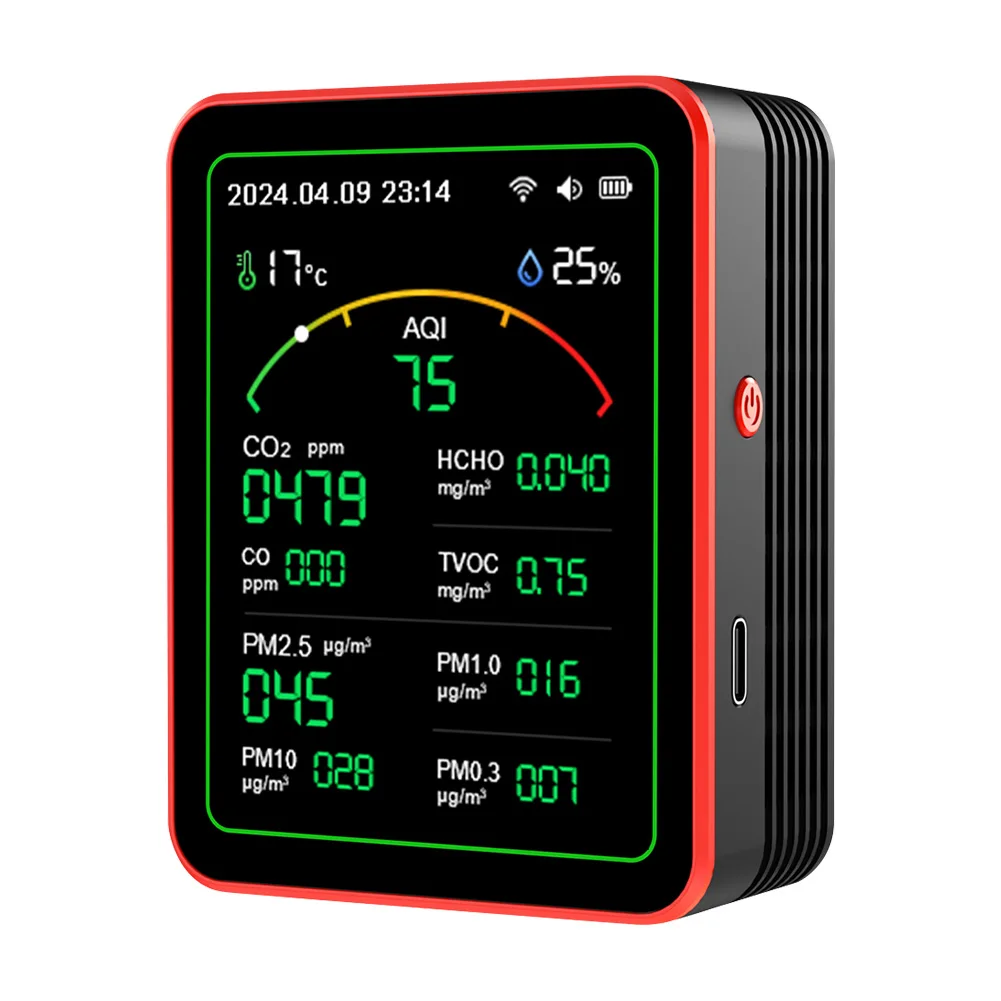 WiFi 15 in 1 실내 공기 질 모니터 APP 제어 휴대용 AQI PM0.3 PM1.0 PM2.5 PM10 테스터 가정용 CO CO2 TVOC HCHO 테스터