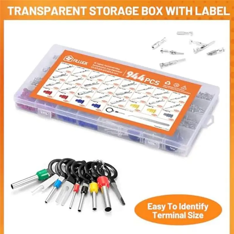 Limited Time Offer Non-Insulated Car Electrical Wire Connectors Terminal Pins 945Pcs Pin Connector Kit 21 Type 1/1.5/1.8/2.2/2.8