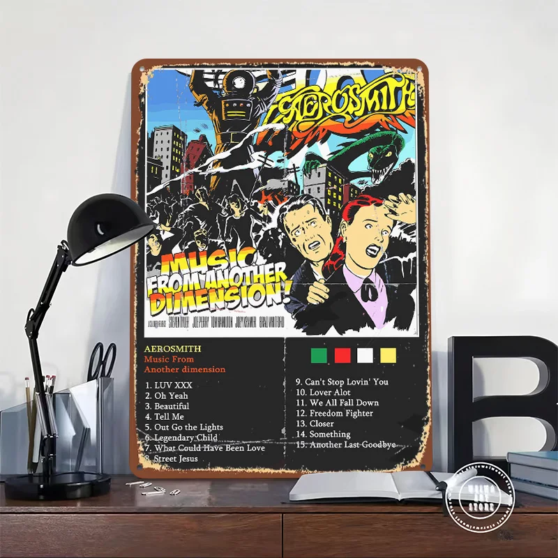 Aerosmith Music From Another Dimension Album Poster Customized Vintage Metal Signs Wall Art Retro Tin Plaque for Bar Accessories