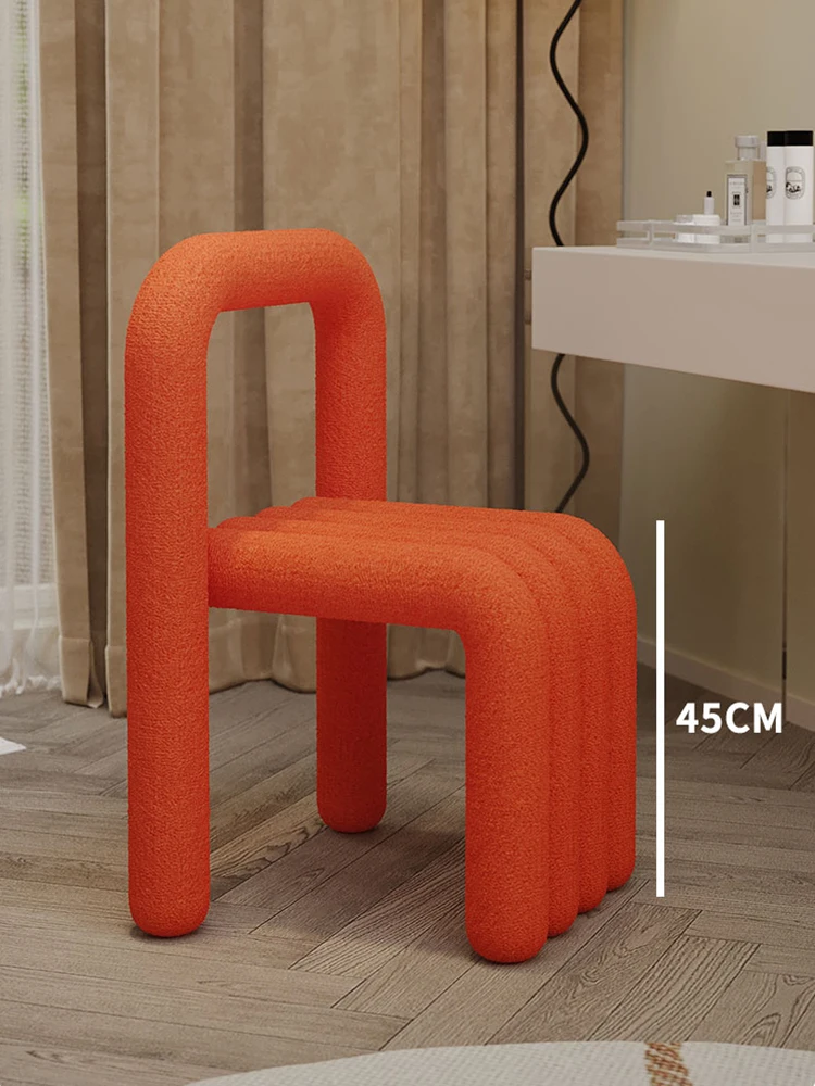 Nordic Furniture Cashmere Dining Chair Living Room Furniture Soft Coffee Chairs Indoor Accessories Bedroom Backrest Makeup Stool