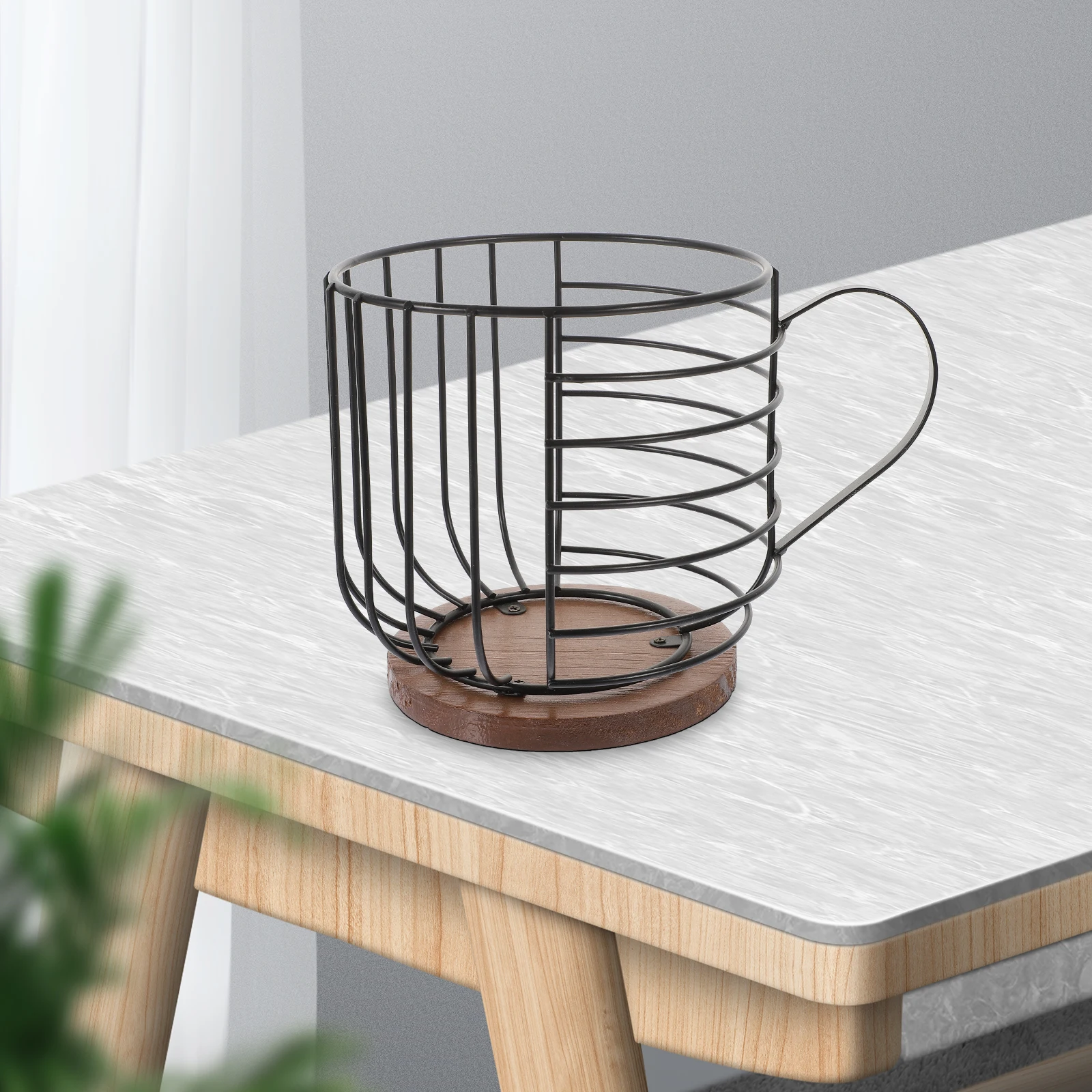 

Coffee Capsule Storage Rack Iron Material Kitchen Organizer Basket Black Color Coffee Holder Fruits Storage Home Accessory