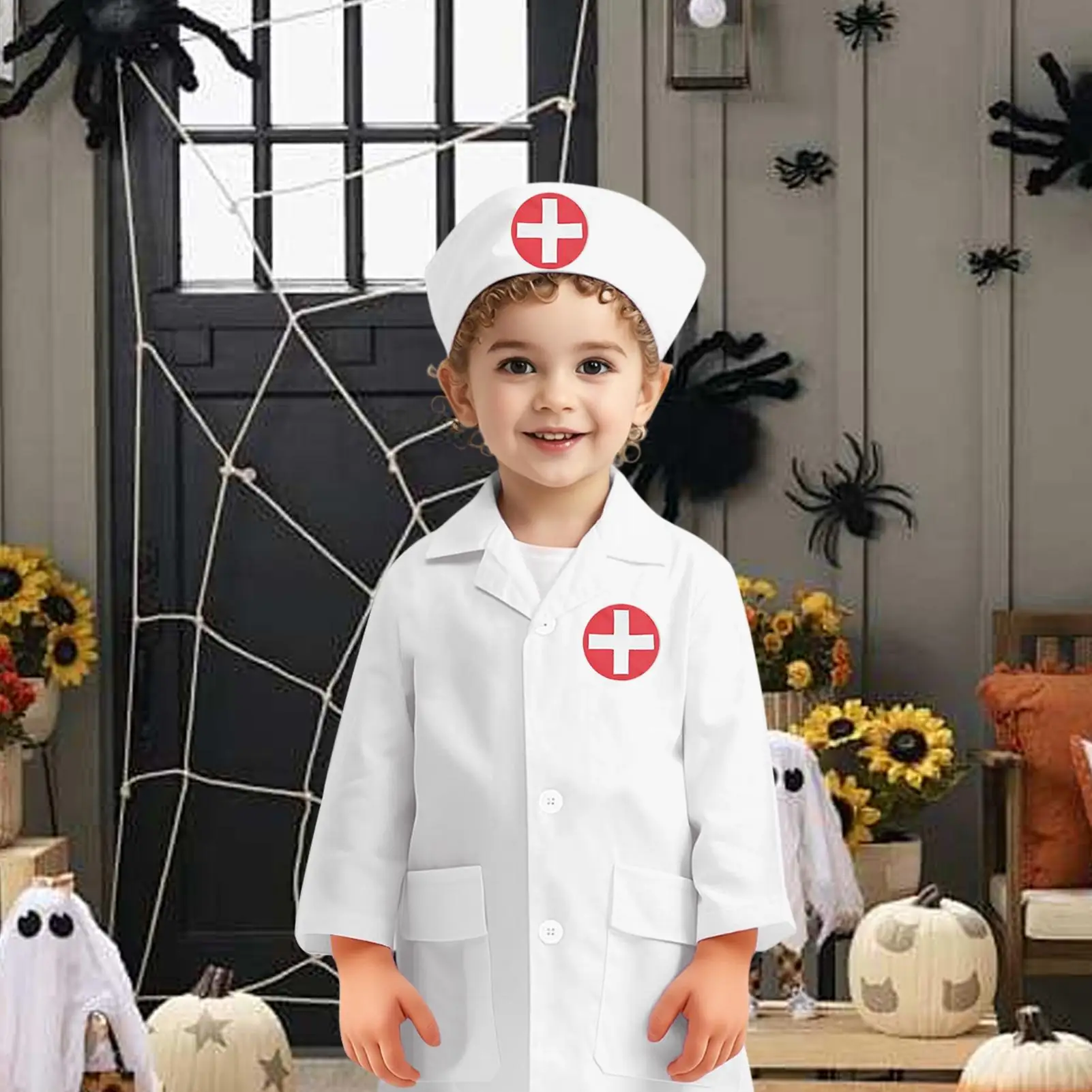 

Kids Doctor Nurse Cosplay Coat Girl Boy Doctor Role Play Soft White Coat for Children Stage Performance Cosplay