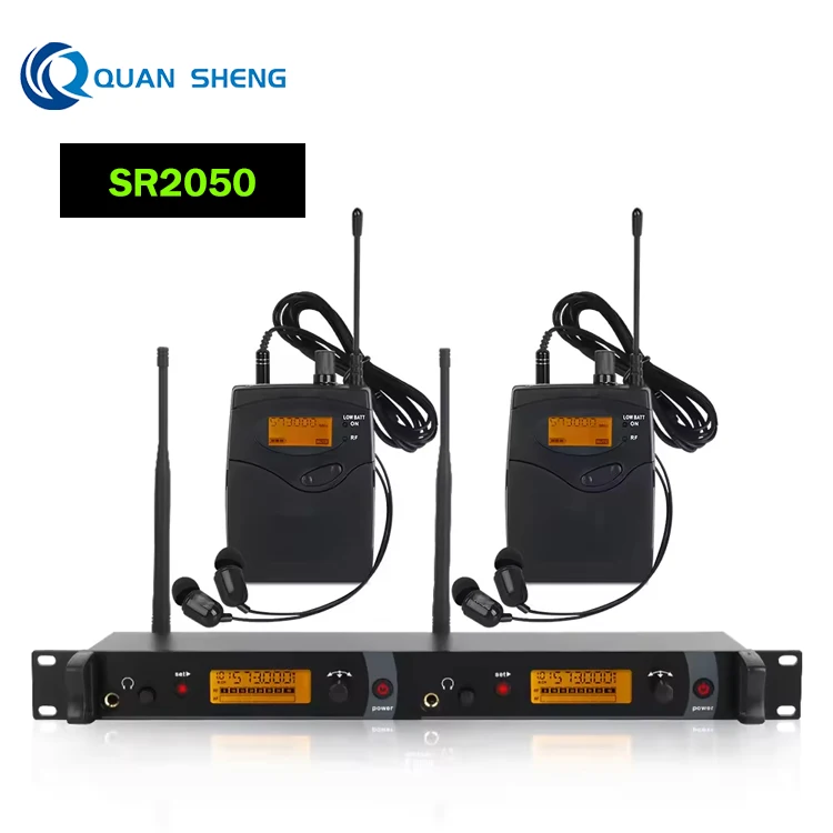 SR2050 Stage church Performance Wireless Microfone In Ear Double Transmitter  Mic Bodypack Microphone