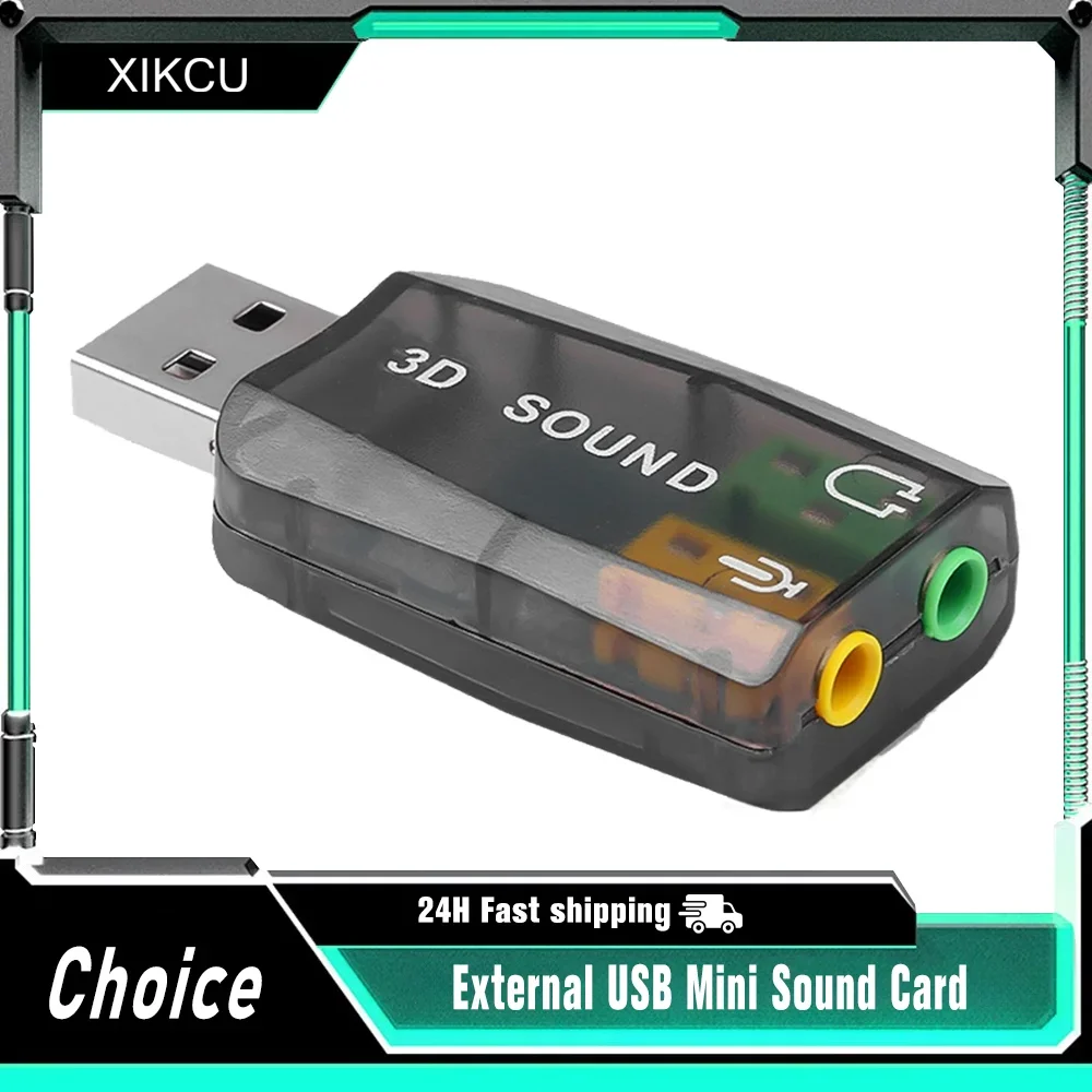 

Внешняя звуковая карта USB Мини-звуковая карта Интерфейс USB на 3,5 мм Hi-Fi стерео аудио адаптер для динамиков, ноутбуков, гарнитур Windows 7 8