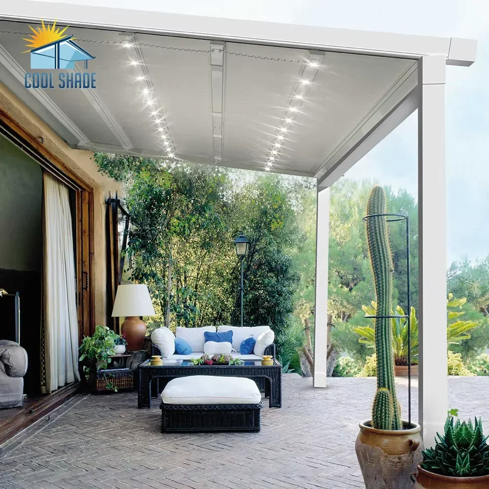 OneAlu Outdoor Electric Awning - Custom Waterproof Gazebo, PVC Retractable Sunshade & Café Aluminum Gazebo