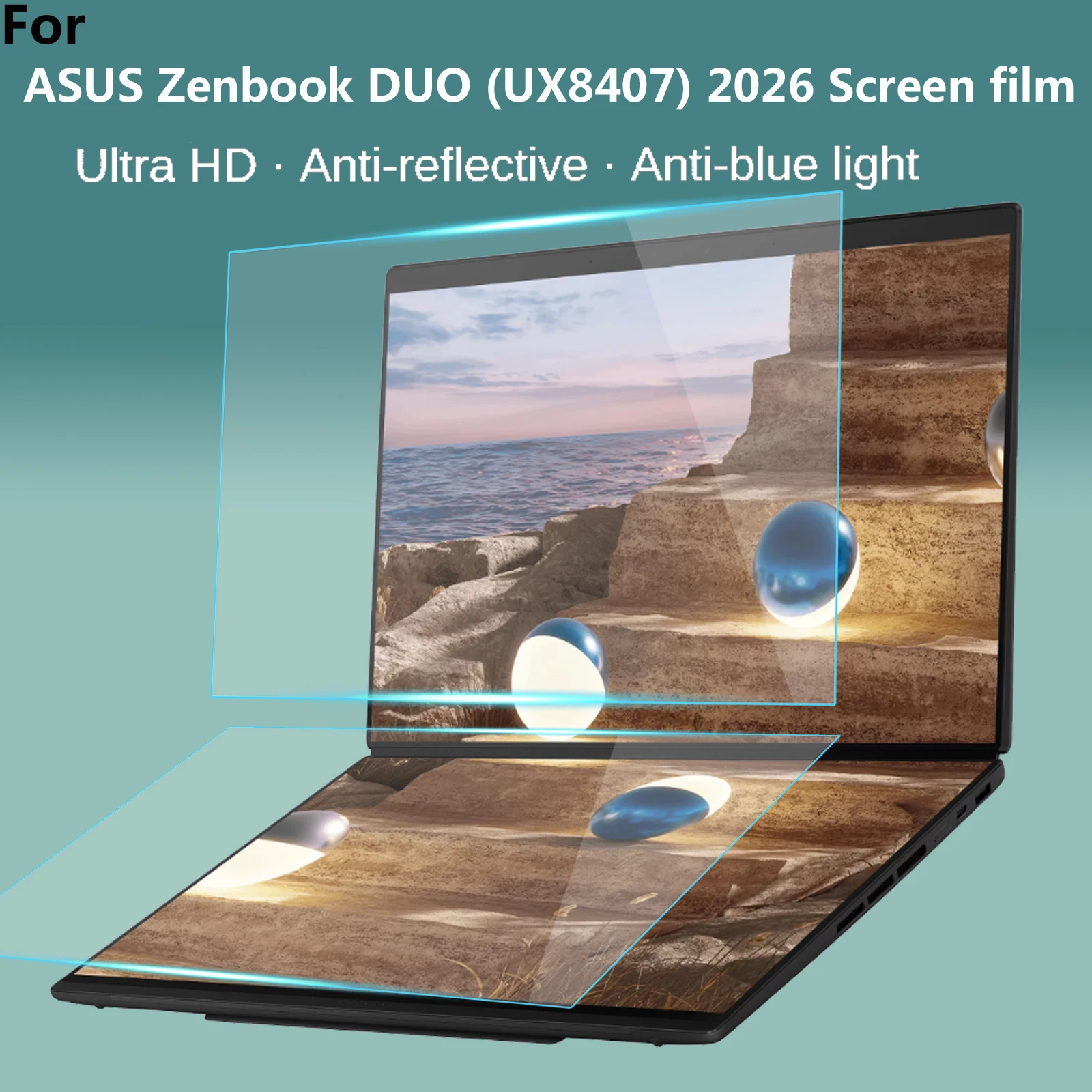 Protector de Pantalla para Teclado de ASUS Zenbook Duo UX8407AA (2026), Película para Pantalla de 14 Pulgadas, Pantalla Táctil de Alta Definición para Portátil de Doble Pantalla