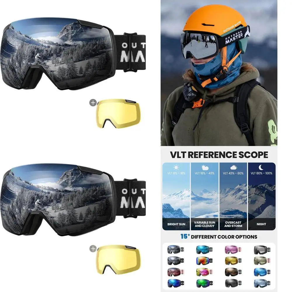 

Magnetic HD Toric Lens Ski Goggles with 2 Lenses, Over-the-Glasses Compatible, Interchangeable for Outdoor Activities