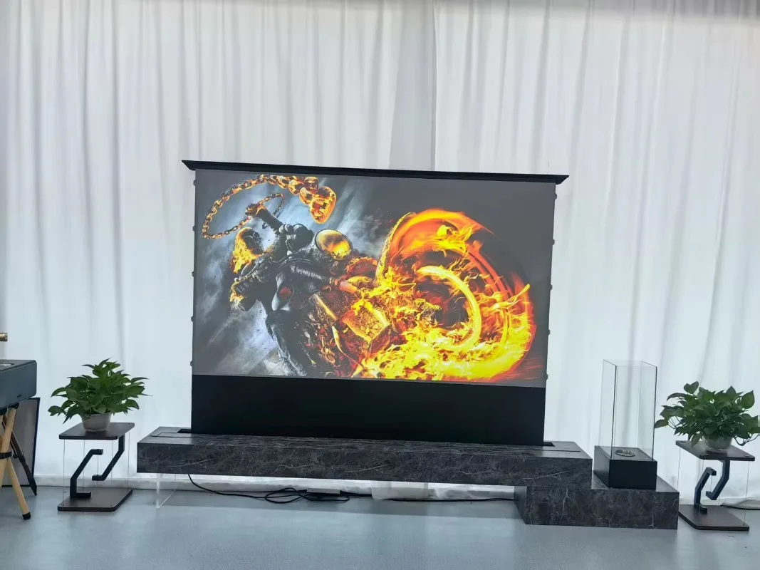 

100'' Inch Floor Rising Projection Screen 4K/8K Projector for Home Theater