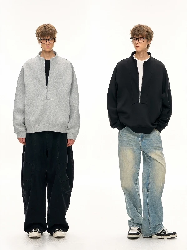 

Retro American Fce Lined Zipper Hoodie ex Loose Outerwear Cleanfit Sle Warmth Daily Wear Polyester Cotton Blend