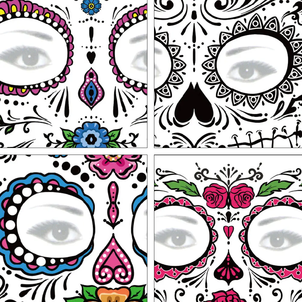 

8 Pcs Face Stickers Waterproof Transfer Tattoos Unique Papers Personality Facial Makeup Halloween Christmas Party
