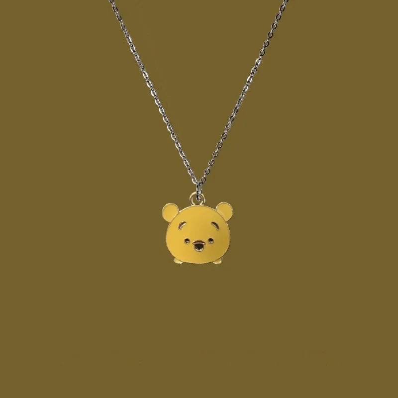 Disney Lotso Pooh Bear Cartoon Anime Peripheral Cute Alloy Necklace Pendant Girly Heart Sweet Accessory Gift for Best Friend