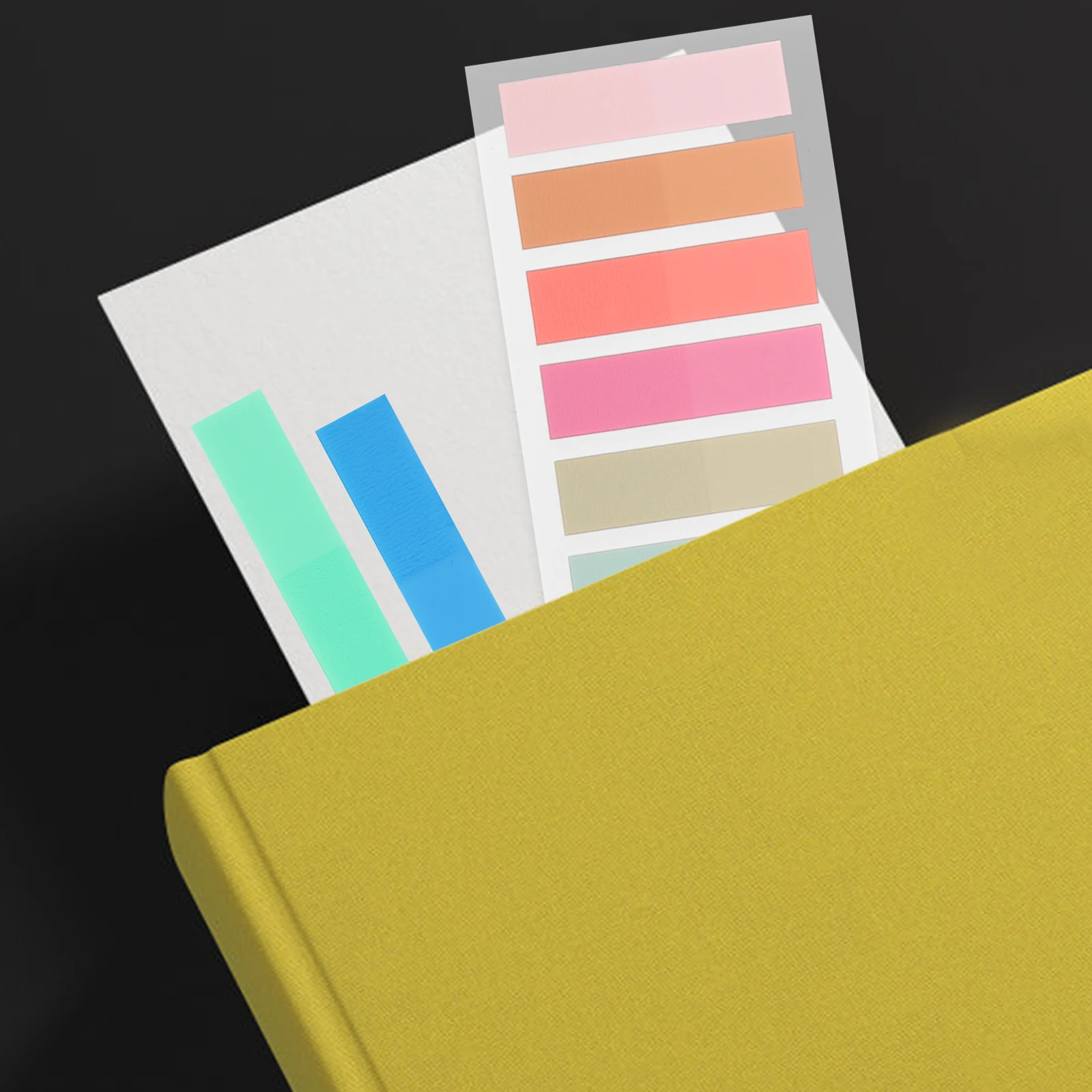 

5 Books PET Color Semi-transparent Index Stickers Reading Strips Highlight Tabs Sticky Sentence Markers Portable Page