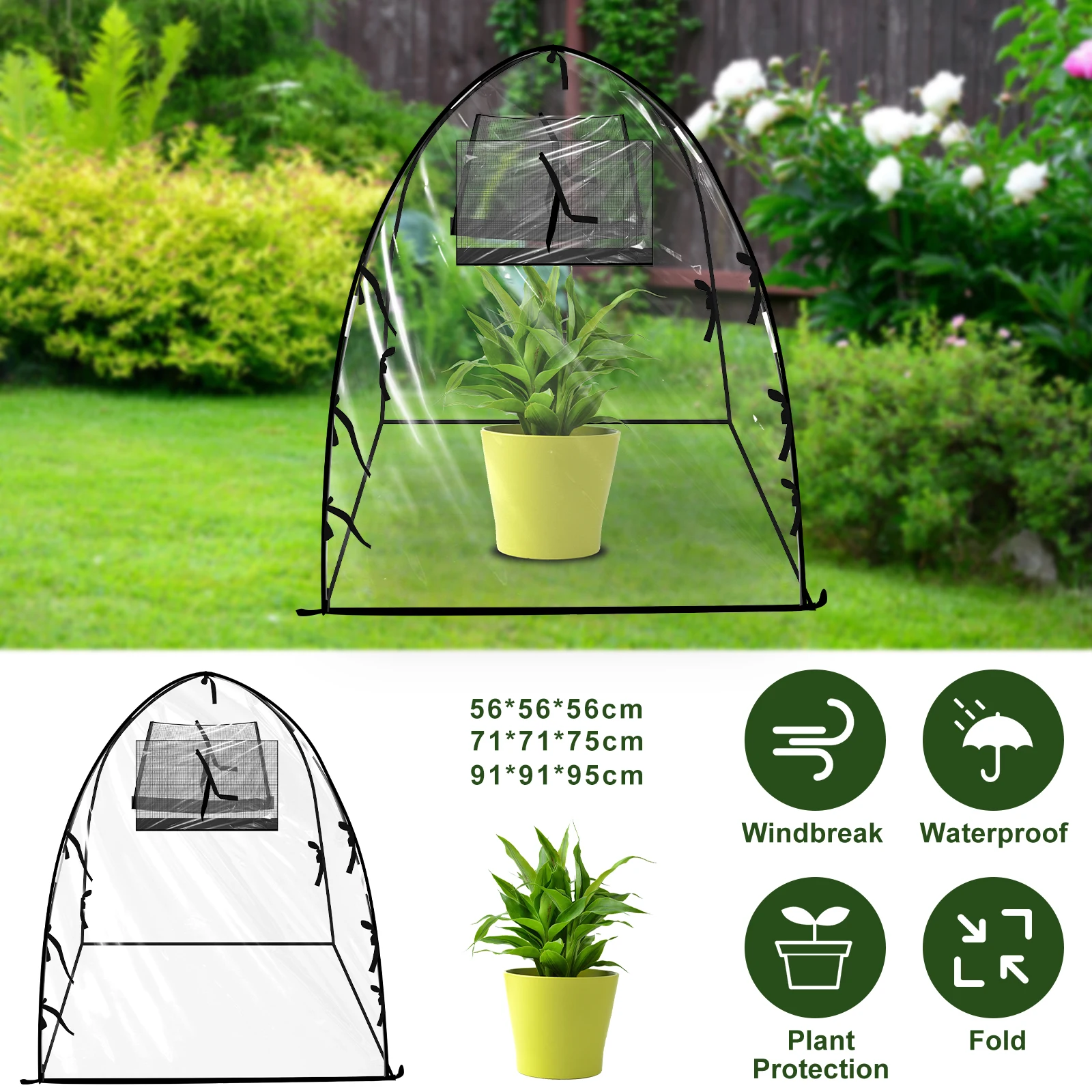 Mini Greenhouse PVC Pop Up Plant Greenhouse Tent Waterproof Windproof Greenhouse Cover Foldable Gardening Plant Cover Reusable