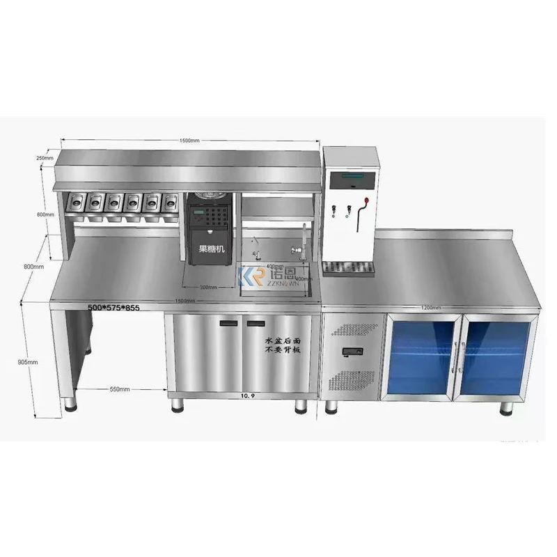 High Density Stainless Steel Water Bar counter Milk Tea Fructose Dispensing Machine Coffee Trolleys