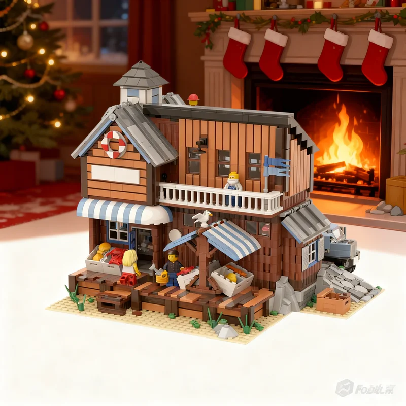 

2279pcs MOC Fishmarket Town Model Building blocks Construction toy Assemble Christmas gift creative DIY idea Kids Architecture