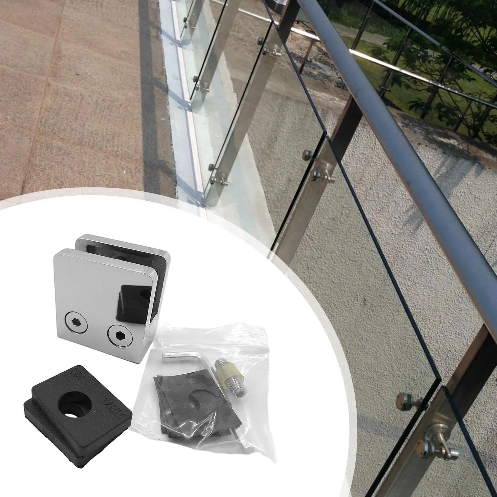 Flat Glass Clamp Heavy Duty Rail Fittings for Staircase Balcony Balustrade