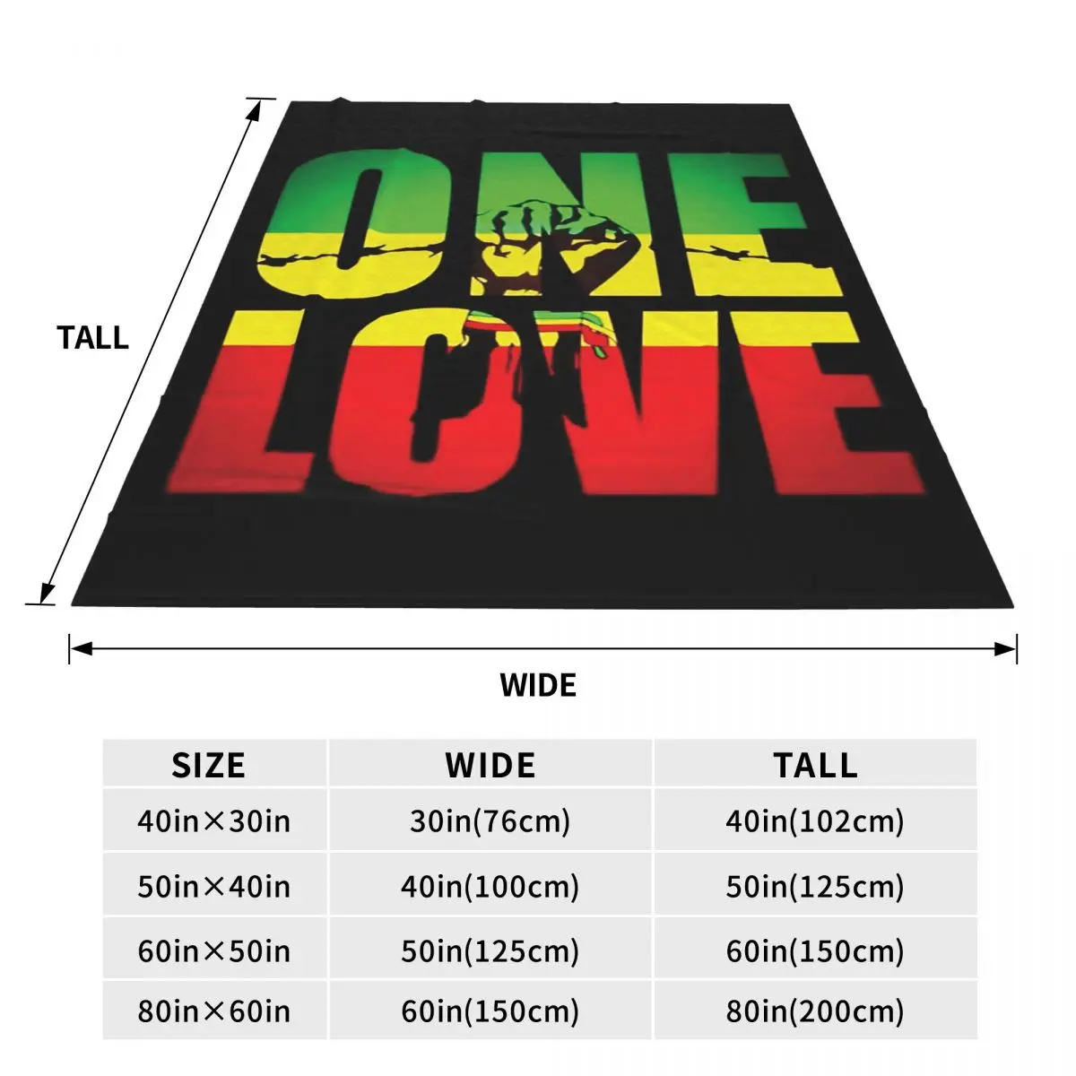 One Love Reggae Jamaica Flag Blankets Soft Warm Flannel Throw Blanket Plush for Bed Travel Home Sofa