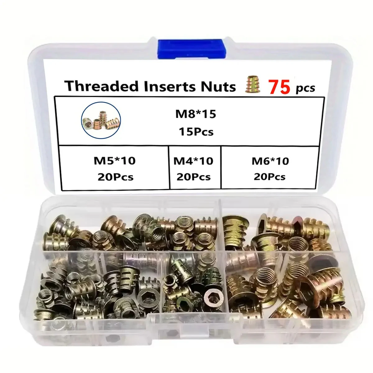 Threaded Inserts Nut Combination Tool Kit for Wooden Furniture Hexagon Socket Screw Connectors Bolt Fastener