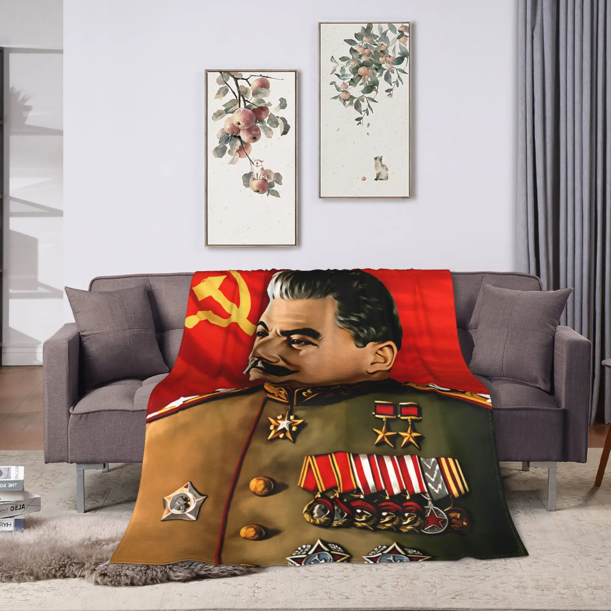 Lenin Joseph Stalin Super Warm Blankets  Kids Adult Plush Throw Blanket Funny Couch Chair Flannel Bedspread Sofa Bed Cover