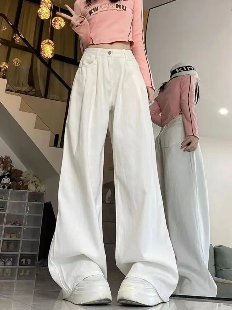 Jeans Women Full Length Trendy Korean Fashion High Street Empire Vintage Ins Spring Autumn Chic Ulzzang Casual All-match Popular