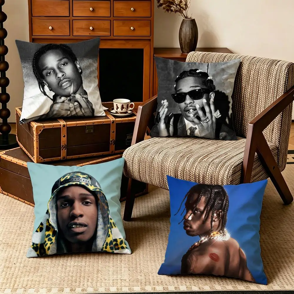 Celebrity-A$AP RockyS Cushion Cover Soft Velvet Cushion Cover Set 4Pcs 50x50 45x45 Zipper Pillowcase for Home Decor
