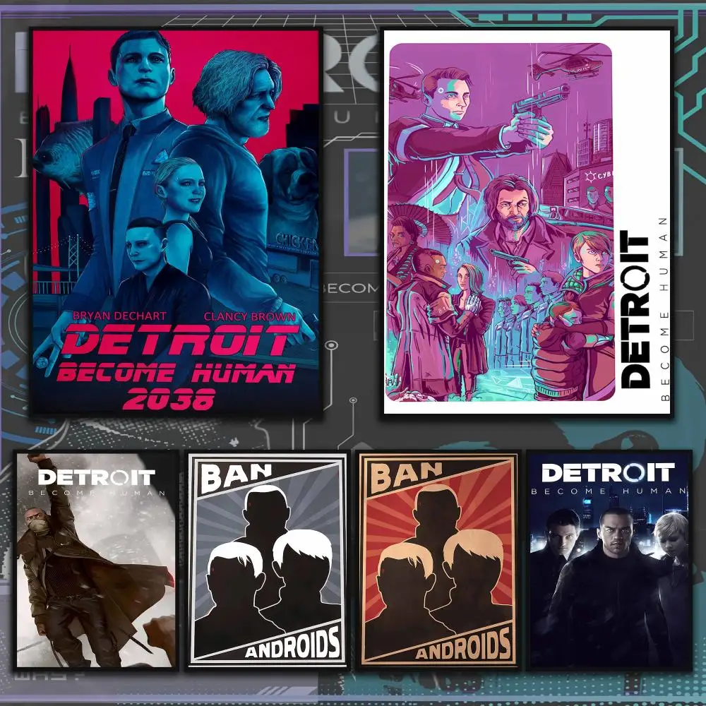 Game D-Detroit Become Human Poster Wall Art Prints for Bedroom Living Room Office Home Decoration Hanging Artwork Gift