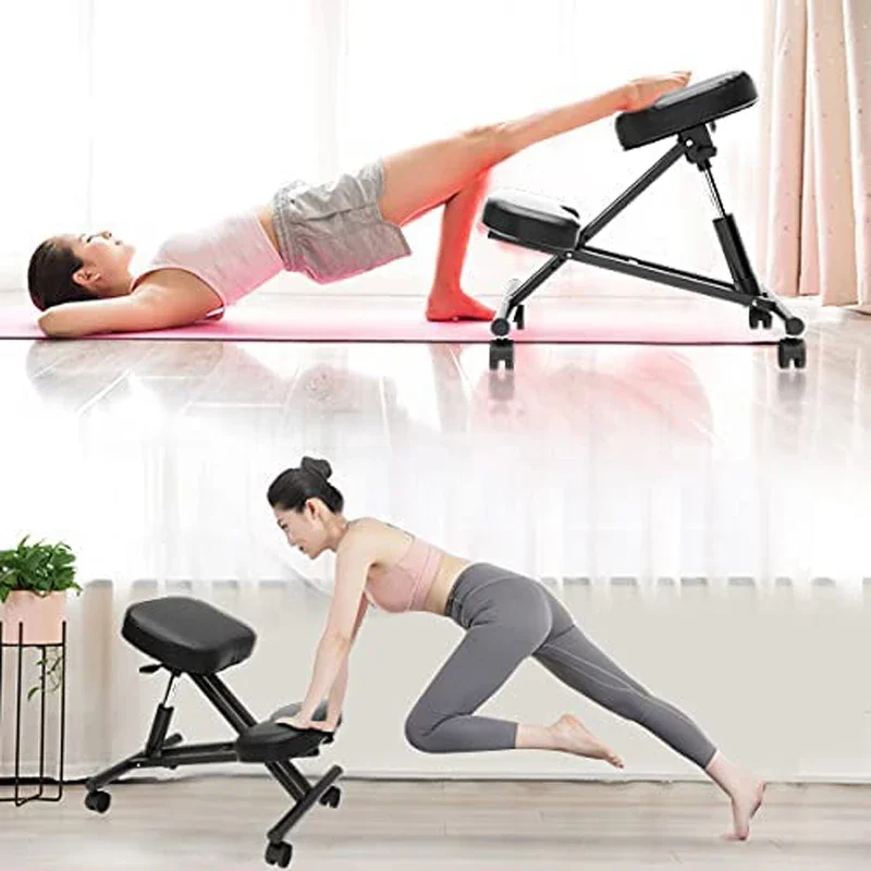 Ergonomic Kneeling Chair - Home Office Desk Stool for Back Posture Support, Comfortable Cushions, Angled Seat, Wheels, Rolling