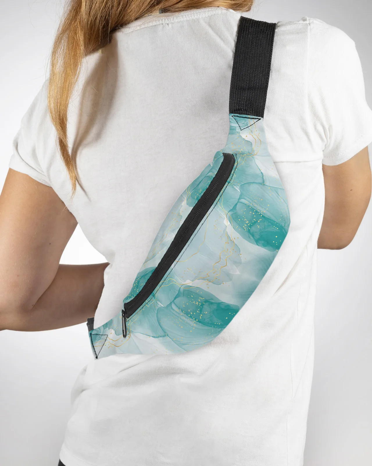 

Marble Line Aqua Green Gradient Men Women Waist Bag Fanny Pack Purse Phone Belt Bag Wallet Pouch Waterproof Banana Hip Bags