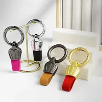 Creative Personality Multi Color Idea Leather Car Moto KeyChain for Man Women Keyring Metal Key Big Ring Buckle Chains Gift
