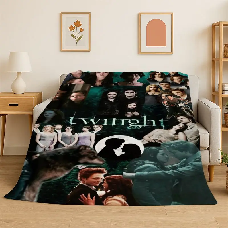 Classic Twilight Saga Edward Bella Flannel Blanket Soft Warm Throw Blanket for Bedroom Living Room Bed Travel Camping Picnic