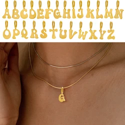 Trendy 14k Gold-Plated Initial Charms on Snake Chain - Stainless Steel Alphabet DIY Necklace for Women