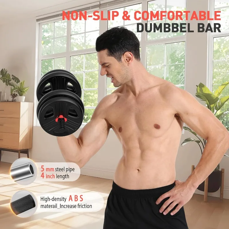 Adjustable Dumbbells, 20/30/40/55/60/70/80/90lbs Free Weight Set with Connector, 2 or 3 in 1 Dumbbells Used as Barbell, Kettlebe image 4