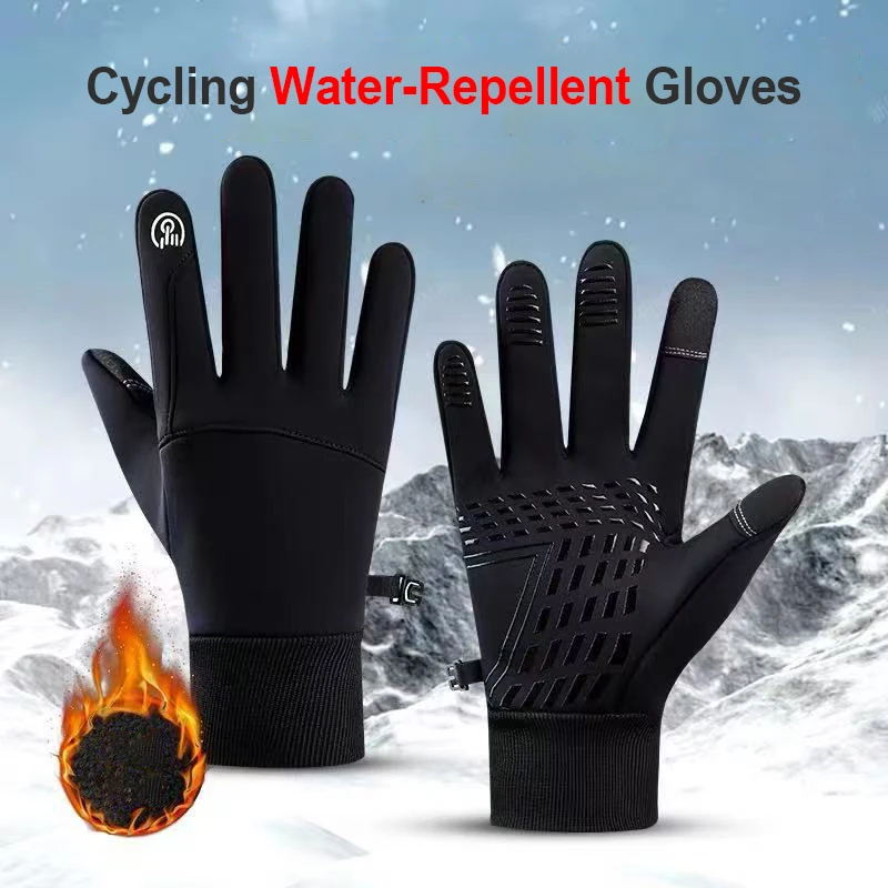 

Winter Cycling Gloves Men Women Water-Repellent Anti-Slip Gloves Motorcycle Touchscreen Fleece Windproof Hiking Sports Gloves
