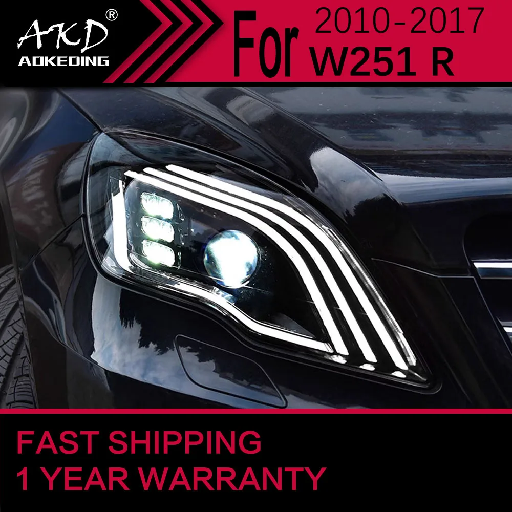 Car Lights for BENZ W251 LED Headlight 2010-2017 V251 R Class R320 R350 R500 Head Lamp Drl Projector Lens Automotive Accessories