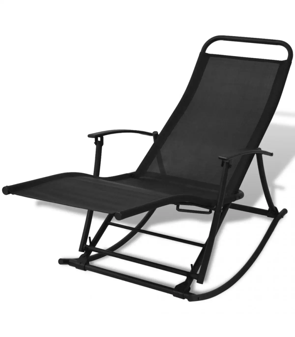 Garden chairs black steel and textilene Garden rocking chair