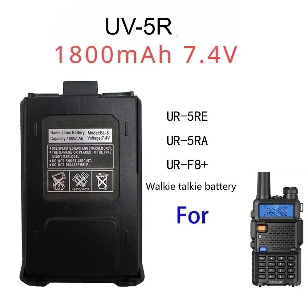 Compatible with Baofeng UV-5R Rechargeable Battery 7.4V 1800mAh for UV5R UR-5RE UR-5RA UR-F8+ Walkie Talkie Interphone Batteria