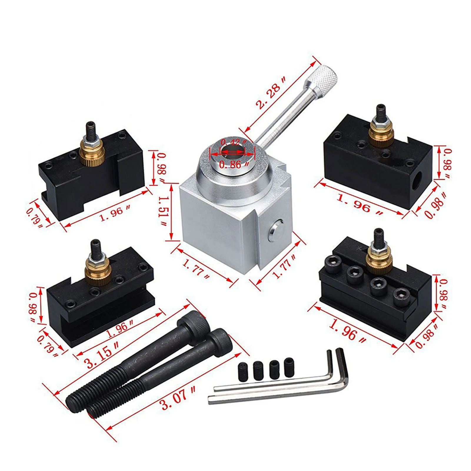 Lathe Tool Holder Set of Aluminum Alloy  Mini Lathe Tool Post and Holder Kit Lathe Tool Post Holder Tool Post Holder